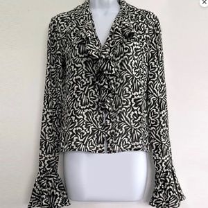 Ralph Lauren Ruffle Lapel/Cuff Blouse